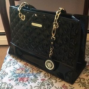 Anne Klein Black Purse with Gold Chain